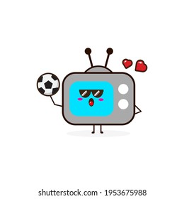Television swimming cute character illustration