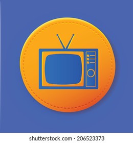 Television symbol on button,vector