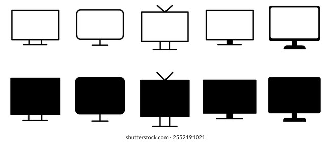 Television symbol in outline style. lcd icon. TV icon. Vector linear sign, symbol, logo of TV set for mobile concept and web design. 