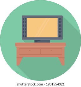 Television table vector flat colour icon