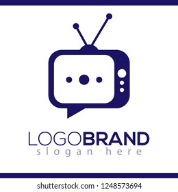 Television talk message logo icon vector template