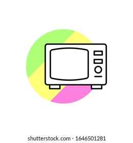 Television technology icon. Simple line, outline vector in color circle of retro 90s style icons for ui and ux, website or mobile application