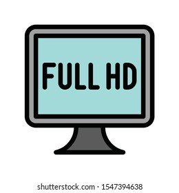 Television and technology related HD TV vector in editable stroke