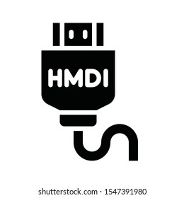 Television and technology related HDMI cable vector in solid style