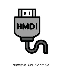 Television and technology related HDMI cable vector in editable stroke 