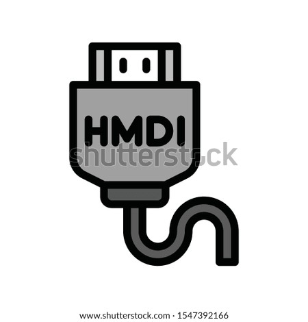 Television and technology related HDMI cable vector in editable stroke 