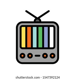 Television and technology related old TV vector in editable stroke 