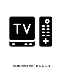 Television and technology related TV and remote vector in solid style