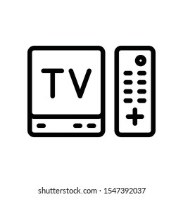 Television and technology related TV and remote vector in lineal or editable stroke design
