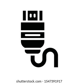 Television and technology related USB plug vector in solid style
