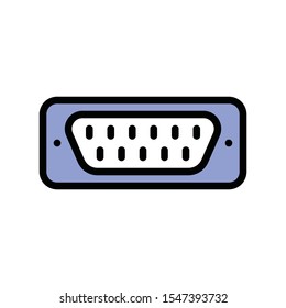 Television and technology related USB plug vector in editable stroke