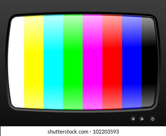 Television with test image closeup