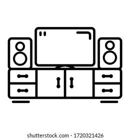 un televisor colocado entre dos dispositivos de audio en un icono