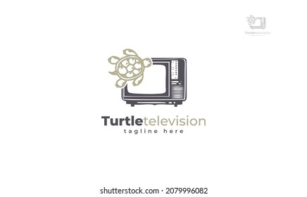Television turtle logo design. vector