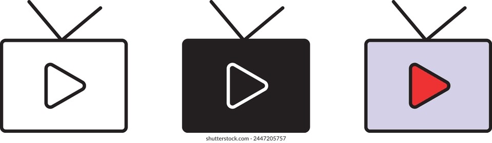 Television, TV icon, Symbol in lined, isolated and colored style. Vector Illustration