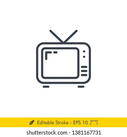Television (TV) Icon / Vector - In Line / Stroke Design