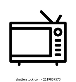 Television or TV line style vector icon. useful for entertainment, information, news, and other.