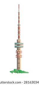 Television (TV) Tower (Hungary) on white background. Vector illustration