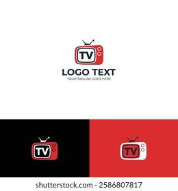 Television tv vector logo design template