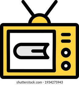 icono de línea de color de vector de televisión