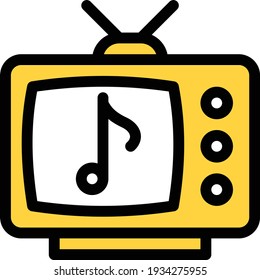 icono de línea de color de vector de televisión