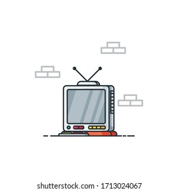 Diseño de vectores de televisión Ilustraciones Estilo de caricatura Página de inicio web adecuada, Banner, Volante, Pegatina, Papel de fondo