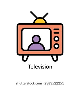 Ilustración de diseño de contorno de vector de televisión. Símbolo del archivo EPS 10 de fondo blanco