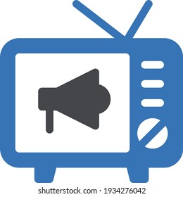 television vector glyph colour  icon