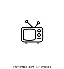 Television vector icon in black line style icon, style isolated on white background