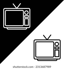 Television Vector icon, Outline style, isolated on white Background.