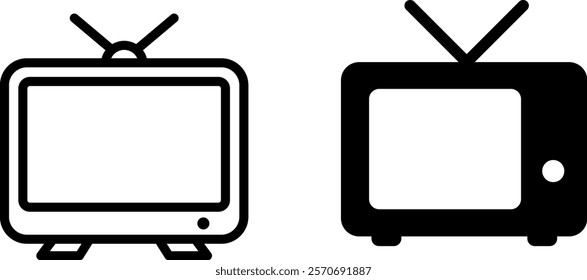 "Television Vector Icon Set: Retro and Modern Designs for Media and Entertainment"