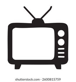 Television vector icon. Tv with antenna gray color illustration.