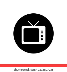 Television vector icon, tv symbol. Simple, flat design for web or mobile app