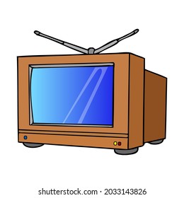 TV-Vektorgrafik einzeln auf weißem Hintergrund, Draufsicht