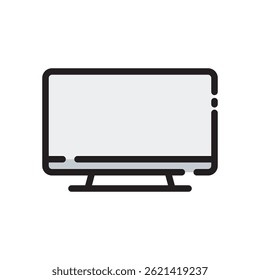 Television Vector for In-room Entertainment and Hotel Comfort. TV icon illustration. Screen leisure concept for relaxation. Filled Line Icon