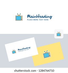 Television vector logotype with business card template. Elegant corporate identity. - Vector