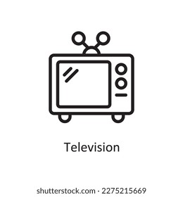 Ilustración de diseño del icono Esquema del vector de televisión. Símbolo de música sobre archivo EPS 10 de fondo blanco