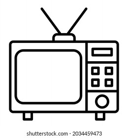 Icono De Contorno Del Vector De Televisión Aislado En Fondo Blanco
