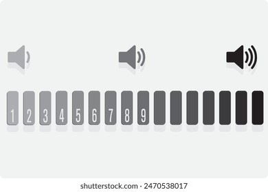 Television volume. Sound level indicator. Speaker symbol. Math sound volume.