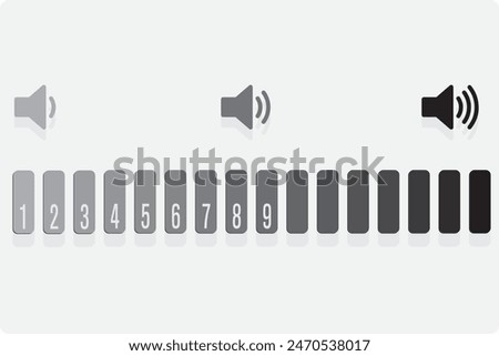 Television volume. Sound level indicator. Speaker symbol. Math sound volume.