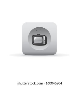 television white shadowed button icon