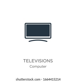 Vector de icono de televisión. Icono de moda televisores planos de la colección de ordenadores aislados en fondo blanco. La ilustración vectorial se puede utilizar para diseño gráfico web y móvil, logotipo, eps10