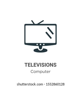 Televisions vector icon on white background. Flat vector televisions icon symbol sign from modern computer collection for mobile concept and web apps design.
