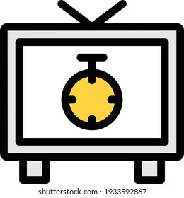 icono de línea de color de vector de televisión