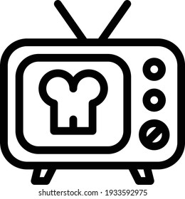 icono de la línea delgada del vector de televisión