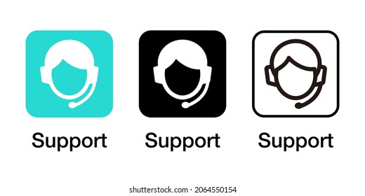 Telework home support center operator vector icon set illustration
