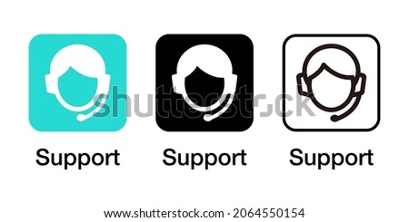 Telework home support center operator vector icon set illustration