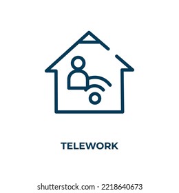 Telework icon. Linear vector illustration. Outline telework icon vector. Thin line symbol for use on web and mobile apps, logo, print media.