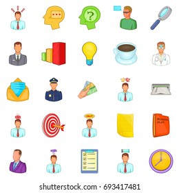 Telework icons set. Cartoon set of 25 telework vector icons for web isolated on white background