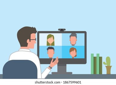 Telework remote conference at home
